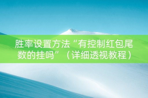 胜率设置方法“有控制红包尾数的挂吗”（详细透视教程）-哔哩哔哩