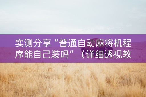 实测分享“普通自动麻将机程序能自己装吗”（详细透视教程）-哔哩哔哩