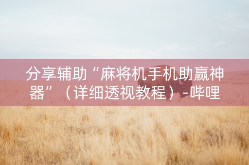 分享辅助“麻将机手机助赢神器”（详细透视教程）-哔哩哔哩