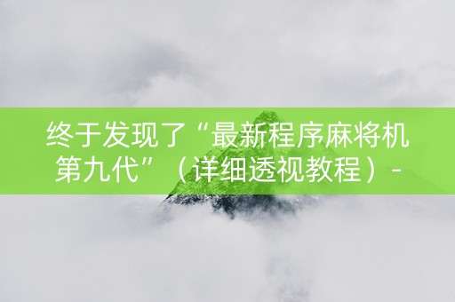 终于发现了“最新程序麻将机第九代”（详细透视教程）-哔哩哔哩