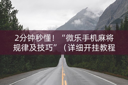 2分钟秒懂！“微乐手机麻将规律及技巧”（详细开挂教程）-哔哩哔哩