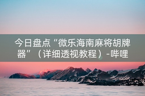 今日盘点“微乐海南麻将胡牌器”（详细透视教程）-哔哩哔哩