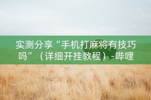 实测分享“手机打麻将有技巧吗”（详细开挂教程）-哔哩哔哩