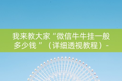 我来教大家“微信牛牛挂一般多少钱 ”（详细透视教程）-哔哩哔哩