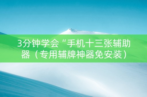 3分钟学会“手机十三张辅助器（专用辅牌神器免安装）