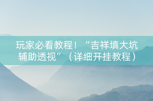 玩家必看教程！“吉祥填大坑辅助透视”（详细开挂教程）-哔哩哔哩
