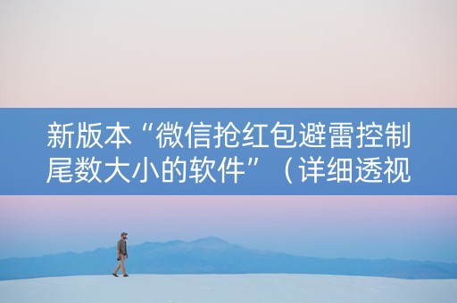 新版本“微信抢红包避雷控制尾数大小的软件”（详细透视教程）-哔哩哔哩
