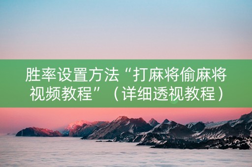 胜率设置方法“打麻将偷麻将视频教程”（详细透视教程）-哔哩哔哩