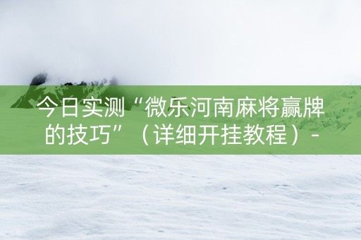 今日实测“微乐河南麻将赢牌的技巧”（详细开挂教程）-哔哩哔哩