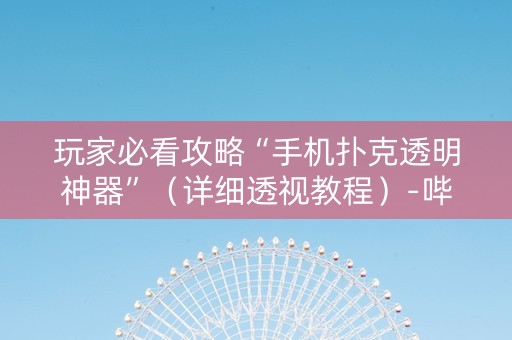 玩家必看攻略“手机扑克透明神器”（详细透视教程）-哔哩哔哩