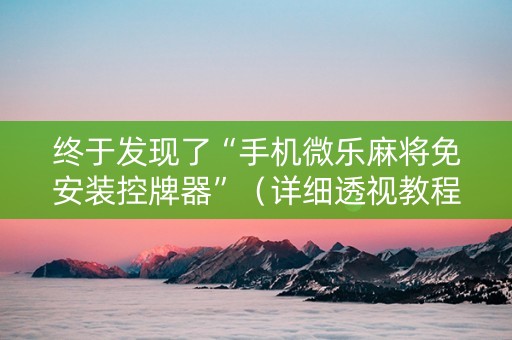 终于发现了“手机微乐麻将免安装控牌器”（详细透视教程）-哔哩哔哩