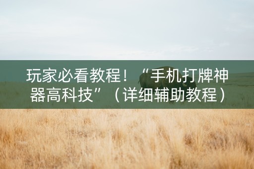 玩家必看教程！“手机打牌神器高科技”（详细辅助教程）-哔哩哔哩