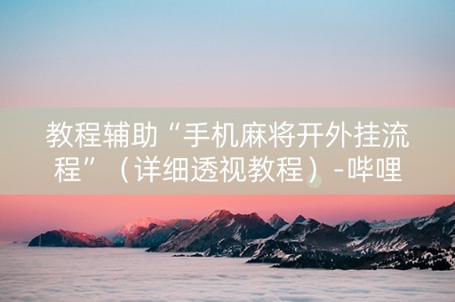 教程辅助“手机麻将开外挂流程”（详细透视教程）-哔哩哔哩