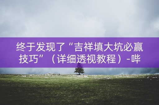 终于发现了“吉祥填大坑必赢技巧”（详细透视教程）-哔哩哔哩