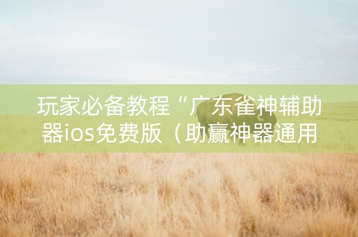 玩家必备教程“广东雀神辅助器ios免费版（助赢神器通用版）