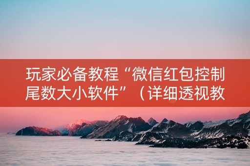 玩家必备教程“微信红包控制尾数大小软件”（详细透视教程）-哔哩哔哩