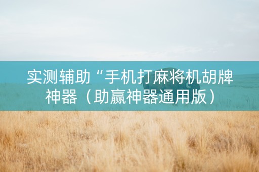 实测辅助“手机打麻将机胡牌神器（助赢神器通用版）