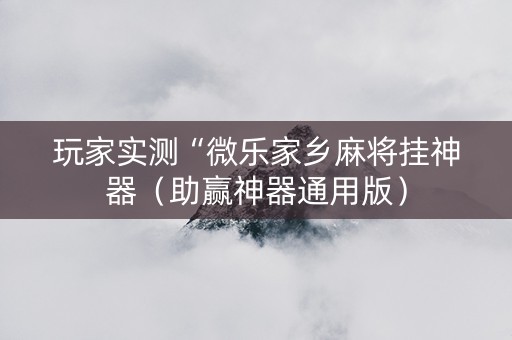 玩家实测“微乐家乡麻将挂神器（助赢神器通用版）