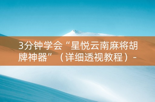 3分钟学会“星悦云南麻将胡牌神器”（详细透视教程）-哔哩哔哩