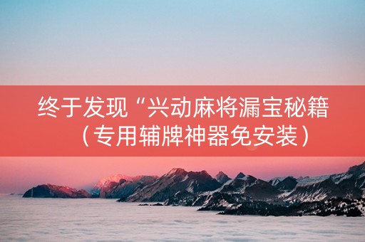 终于发现“兴动麻将漏宝秘籍（专用辅牌神器免安装）
