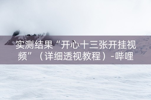实测结果“开心十三张开挂视频”（详细透视教程）-哔哩哔哩
