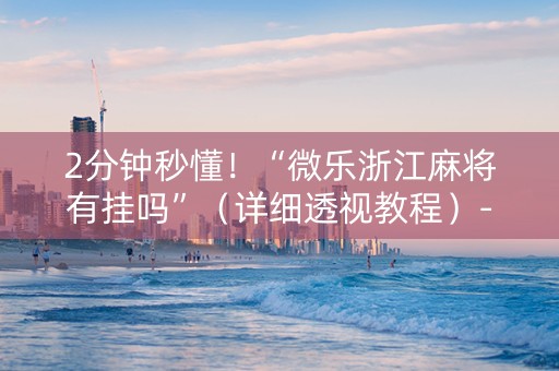 2分钟秒懂！“微乐浙江麻将有挂吗”（详细透视教程）-哔哩哔哩