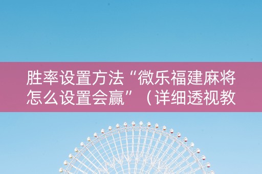 胜率设置方法“微乐福建麻将怎么设置会赢”（详细透视教程）-哔哩哔哩