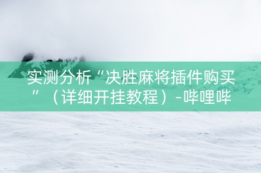 实测分析“决胜麻将插件购买”（详细开挂教程）-哔哩哔哩