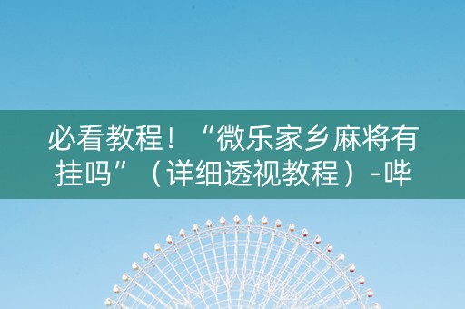 必看教程！“微乐家乡麻将有挂吗”（详细透视教程）-哔哩哔哩