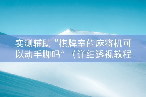 实测辅助“棋牌室的麻将机可以动手脚吗”（详细透视教程）-哔哩哔哩