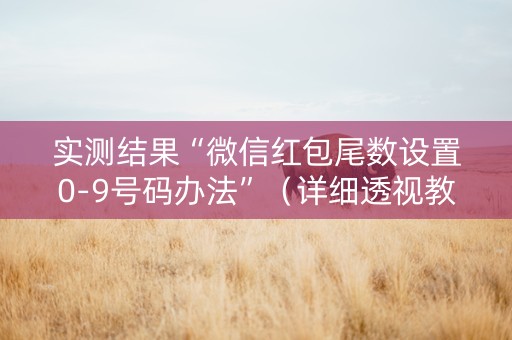 实测结果“微信红包尾数设置0-9号码办法”（详细透视教程）-哔哩哔哩