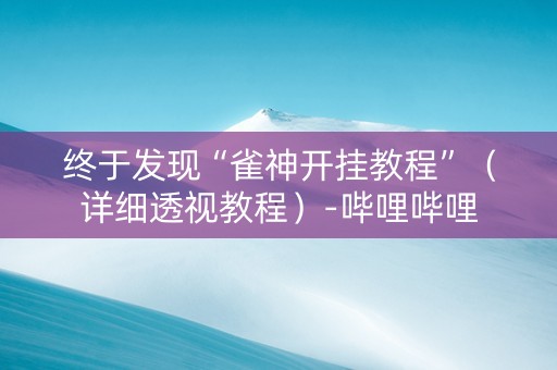 终于发现“雀神开挂教程”（详细透视教程）-哔哩哔哩