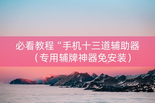 必看教程“手机十三道辅助器（专用辅牌神器免安装）