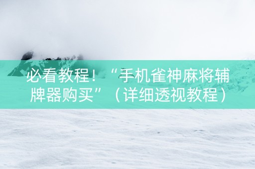 必看教程！“手机雀神麻将辅牌器购买”（详细透视教程）-哔哩哔哩