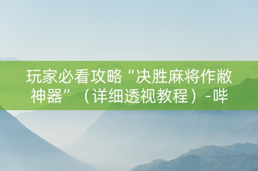 玩家必看攻略“决胜麻将作敝神器”（详细透视教程）-哔哩哔哩