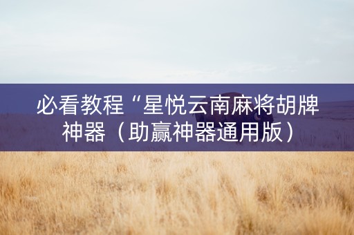 必看教程“星悦云南麻将胡牌神器（助赢神器通用版）