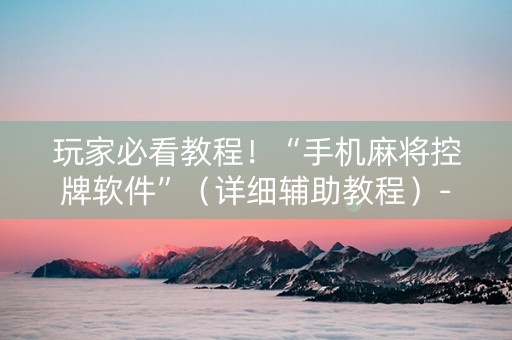 玩家必看教程！“手机麻将控牌软件”（详细辅助教程）-哔哩哔哩