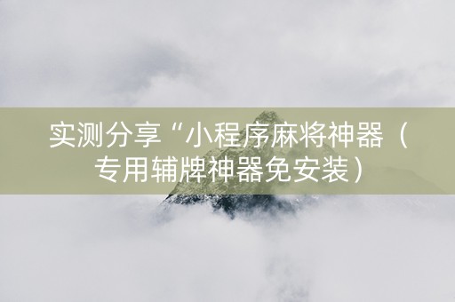 实测分享“小程序麻将神器（专用辅牌神器免安装）