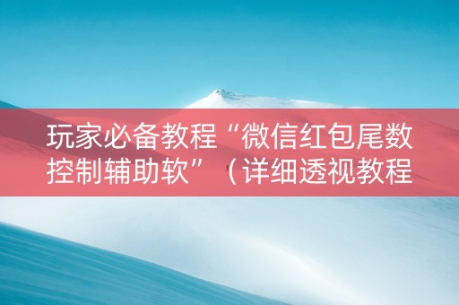 玩家必备教程“微信红包尾数控制辅助软”（详细透视教程）-哔哩哔哩