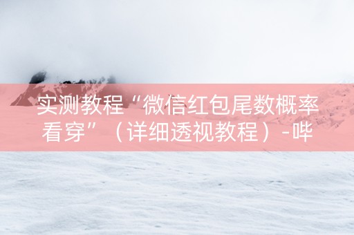 实测教程“微信红包尾数概率看穿”（详细透视教程）-哔哩哔哩