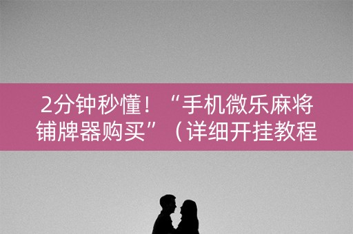 2分钟秒懂！“手机微乐麻将铺牌器购买”（详细开挂教程）-哔哩哔哩