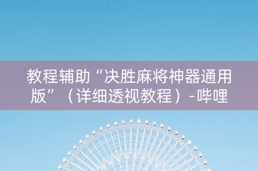 教程辅助“决胜麻将神器通用版”（详细透视教程）-哔哩哔哩