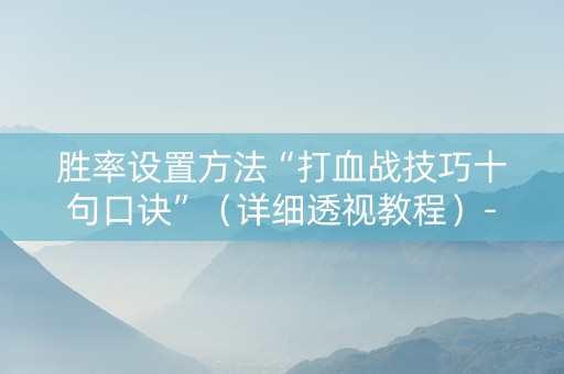 胜率设置方法“打血战技巧十句口诀”（详细透视教程）-哔哩哔哩