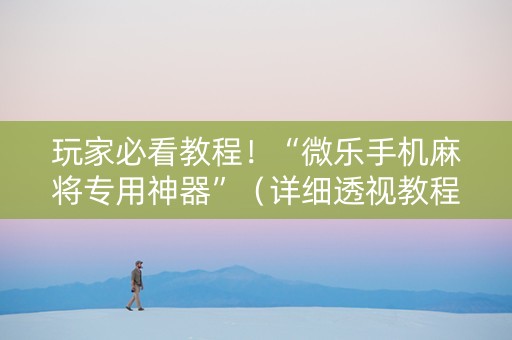 玩家必看教程！“微乐手机麻将专用神器”（详细透视教程）-哔哩哔哩