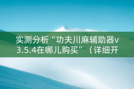 实测分析“功夫川麻辅助器v3.5.4在哪儿购买”（详细开挂教程）-哔哩哔哩