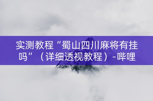 实测教程“蜀山四川麻将有挂吗”（详细透视教程）-哔哩哔哩
