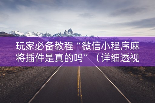 玩家必备教程“微信小程序麻将插件是真的吗”（详细透视教程）-哔哩哔哩