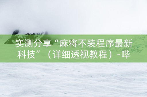 实测分享“麻将不装程序最新科技”（详细透视教程）-哔哩哔哩