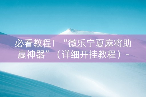 必看教程！“微乐宁夏麻将助赢神器”（详细开挂教程）-哔哩哔哩