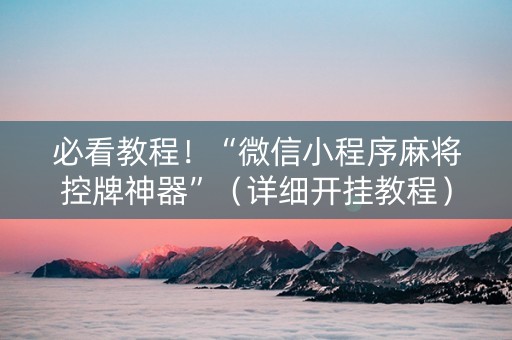必看教程！“微信小程序麻将控牌神器”（详细开挂教程）-哔哩哔哩